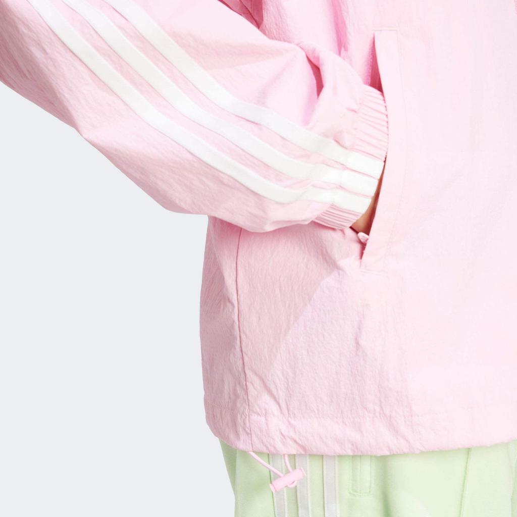 Adidas Originals Three-Stripe Logo Embellished Long Sleeve Jacket Soft Casual Daily Sports Outerwear Women Pink IR8098
