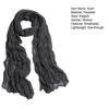 Women Scarf Solid Color Long Wide Crumple Thin Decorative Soft Perspective Wrinkled Scarf Clothes Accessory