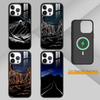Dark Space Astrology Mountain Phone Case For iPhone 14,16,15,13,17,12,Plus,Pro,Max Magnetic For Magsafe Frosted Cover