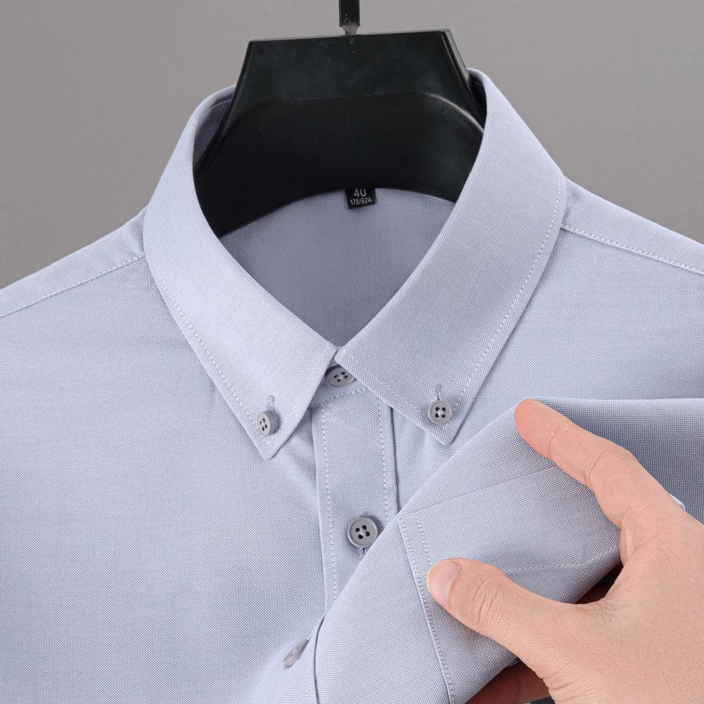 Pánské měkké pohodlné kostkované košile s dlouhým rukávem, nemačkavé modální bavlněné košile s ležérním límečkem na knoflíčky a kapsou