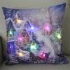 LED Light Christmas Cushion Cover Short Plush Elk Throw Pillow Case for Sofa Luminous Santa Clause Printed Pillowcase Home Decor