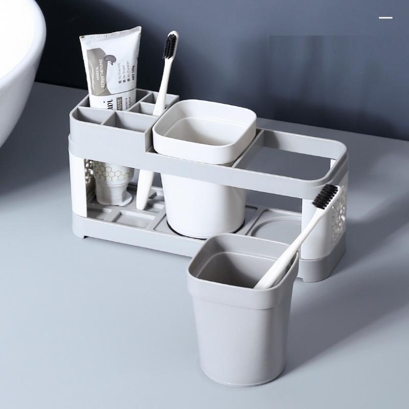 Bathroom Toothbrush Toothpaste Shelf Advanced All-In-One Toothbrush Single/Double Mouthwash Cup Bathroom Wash Set Cup Holder