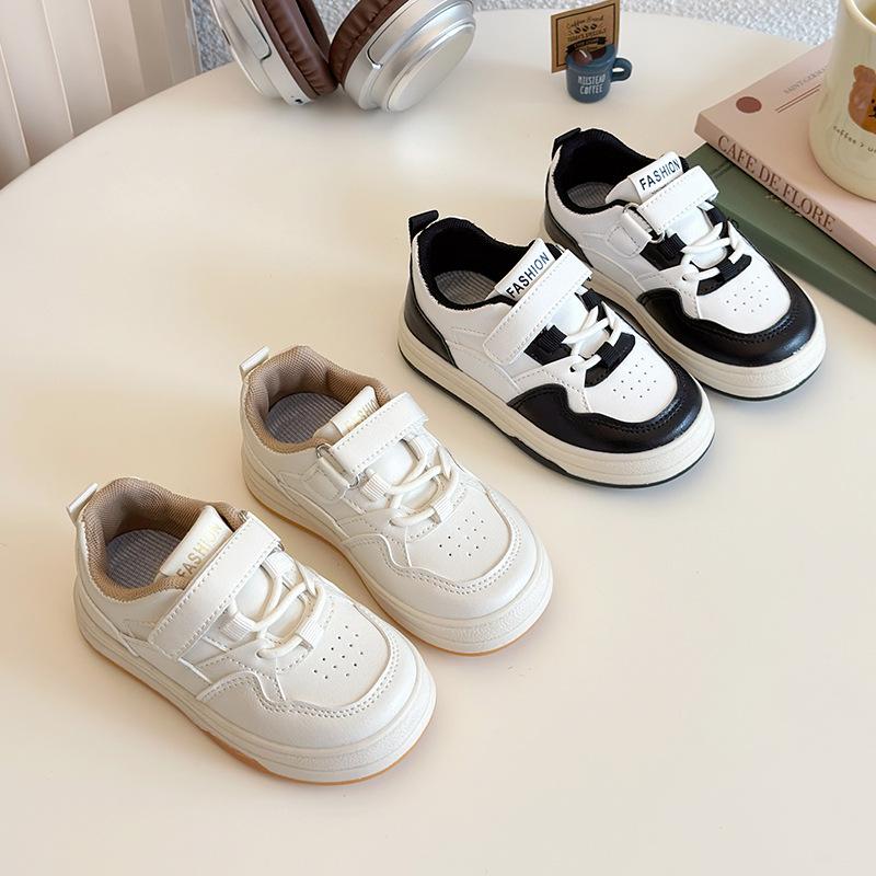 2025 spring new children's low-top little white shoes boys and girls breathable casual Velcro non-slip and wear-resistant students