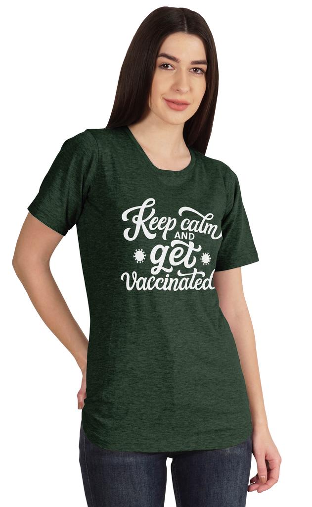Inkmeso Keep Calm And Get Vaccinated Funny Pro Vaccine Crew Neck T-shirt For