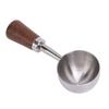 Short Wooden Handle Bean Tea Scoop 304 Stainless Steel Kitchen Utensil Spoon  For Ground Coffee