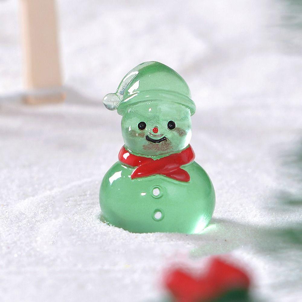 Cartoon Mini Snowman Ornament Glow in Dark Luminous Snowman Statue  Micro Landscape Ornaments