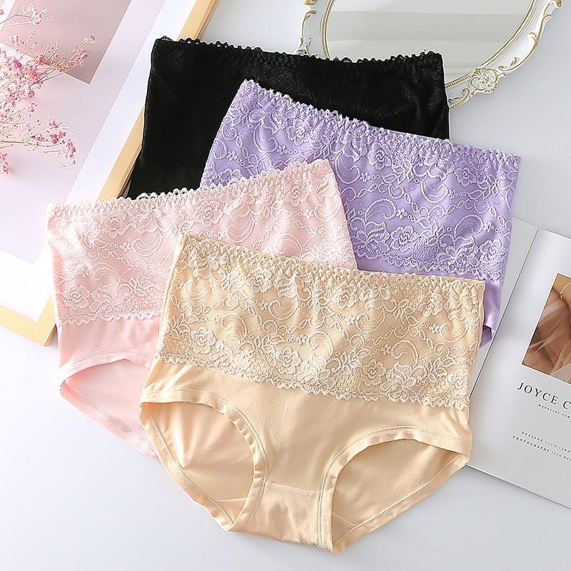 Chiloți de damă cu talie înaltă din dantelă Chiloți de damă de mărime mare Culoare uni Pantaloni triunghi cu talie înaltă Lenjerie de corp Slip