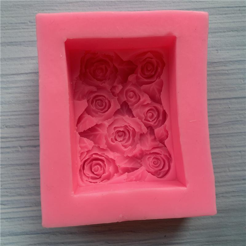 3D Rose Rectangle Soap Mold Silicone Flowers Soap Making Mould Handmade Cake Chocolate Dessert Baking Mold Candle Craft Supplies