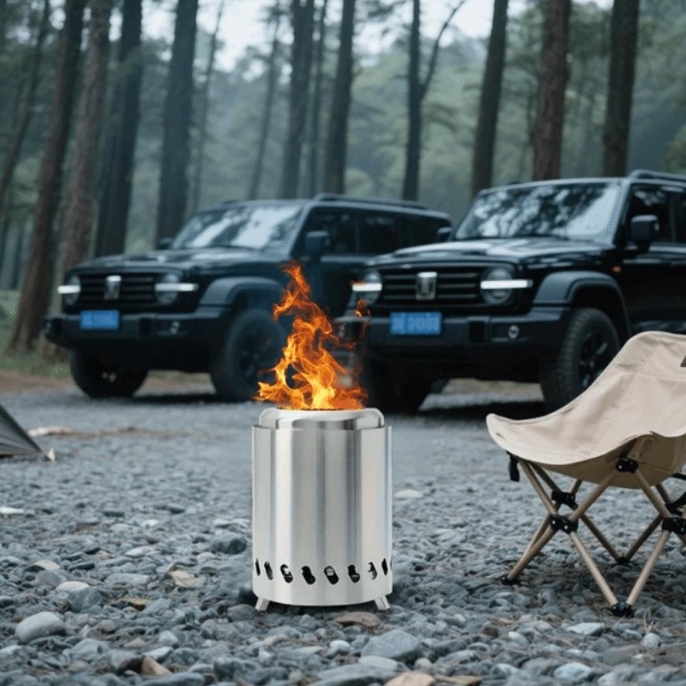 Anti-corrosive Camping Firewood Stove Stainless Steel Teapot Furance Practical Firepit Party