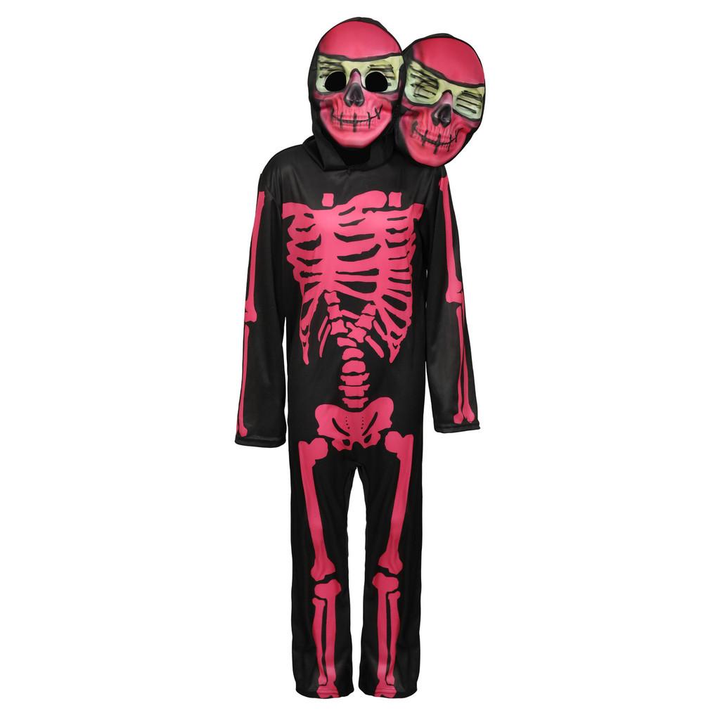 Halloween Double Head Skeleton Costume Cosplay For Kids Theater Performance
