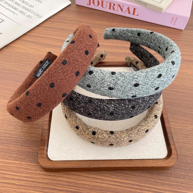French Wool Wavy Dot Headband: Elegant & Trendy Autumn/Winter Women's Hair Accessory