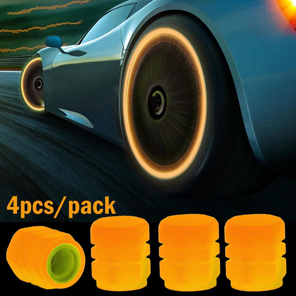 1/4/8pcs  Luminous Car Tire Valve Cap Fluorescent Night Glowing Decor Motorcycle Bike Wheel Nozzle Dustproof Tyre Valve Stem Cap