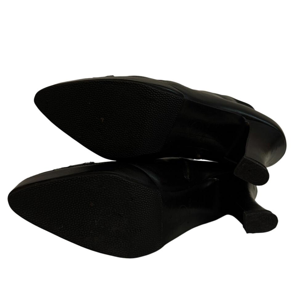 CHANEL short COCO Mark Matrasse leather boots black leather Used