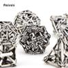 7 Pcs White Leaf Flower Metal Dice Hollow Metal Polyhedral Dice Set Suitable for Role-Playing RPG  Board Game Card Game