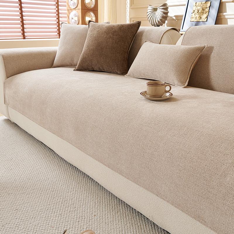 Modern Light Luxury Chenille Cushion Solid Color Non-Slip Sofa Seat Cushion Four-Season Universal Sofa Dust-Proof Sofa Cover Cloth Towel