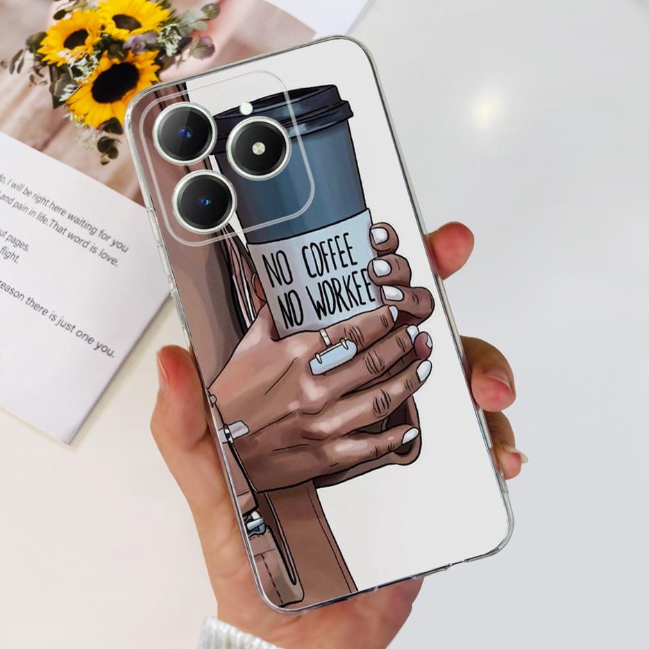 Für Realme C61 Hülle Realme C63 Niedliche Katzen-Cartoon-Bemalte Abdeckung Weiche Silikon-Handyhülle Für Realme C61 RealmeC61 RealmeC63 Fundas
