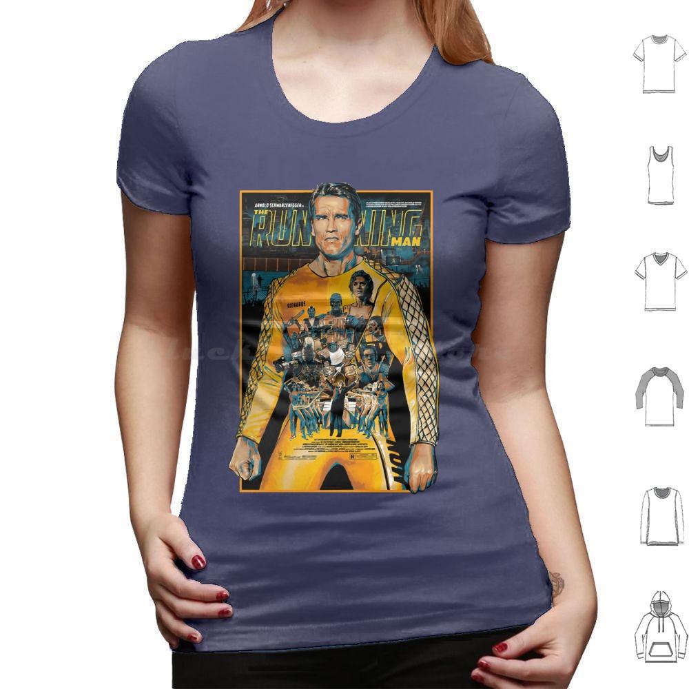 The Running Man Poster T Shirt Big Size 100 Cotton The Running Man Arnie Schwarzenegger Movie Action 80s Retro Geek Arnold