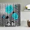 Lotus Buddha Rose Flower Green Leaves Lavender Butterfly Bathroom Accessories Set Shower Curtain with 12 Hooks