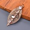 Rainbow Moonstone Rough Gemstone Copper Electroformed Handcrafted Ethnic Pendant V-38