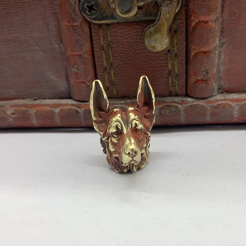 Brass Shepherd Head Keychain Pendant Designer Handmade Metal DIY Paracord Accessories for Fashion Outdoor Bag Charm
