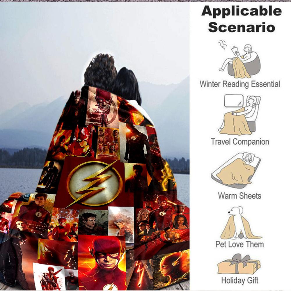 1pc Flash Speedster Flannel Throw Blanket Lightweight Soft Warm All Season Blanket for Sofa, Bed, Travel, Camping L1024214