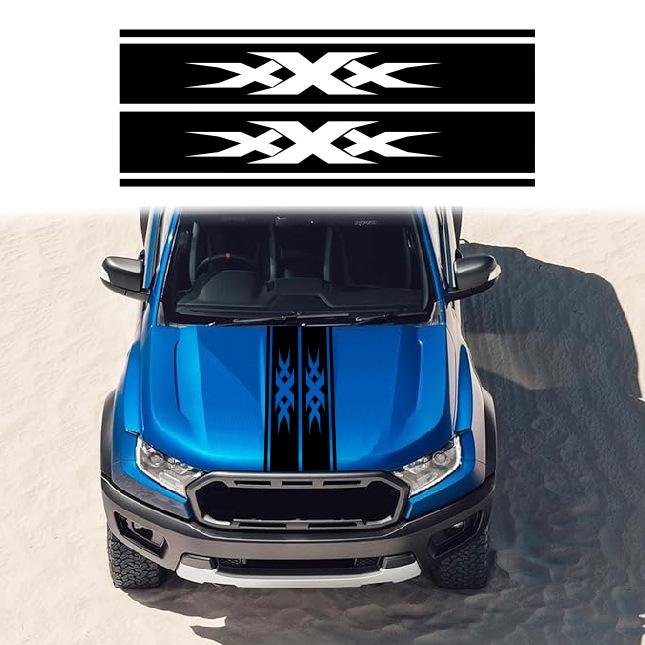 Hot-Selling X Car Engine Hood Sticker - Creative Racing Stripes for a Modified Vehicle