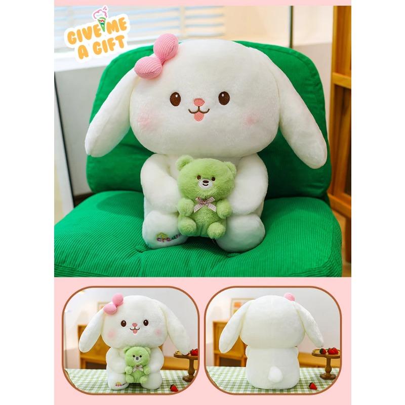 Kawaii Bunny Bear Plush Toy Cute Rabbit Plush Toy Stuffed Animals Pillows Kids Birthday Christmas Gift for Girls Valentine's Day