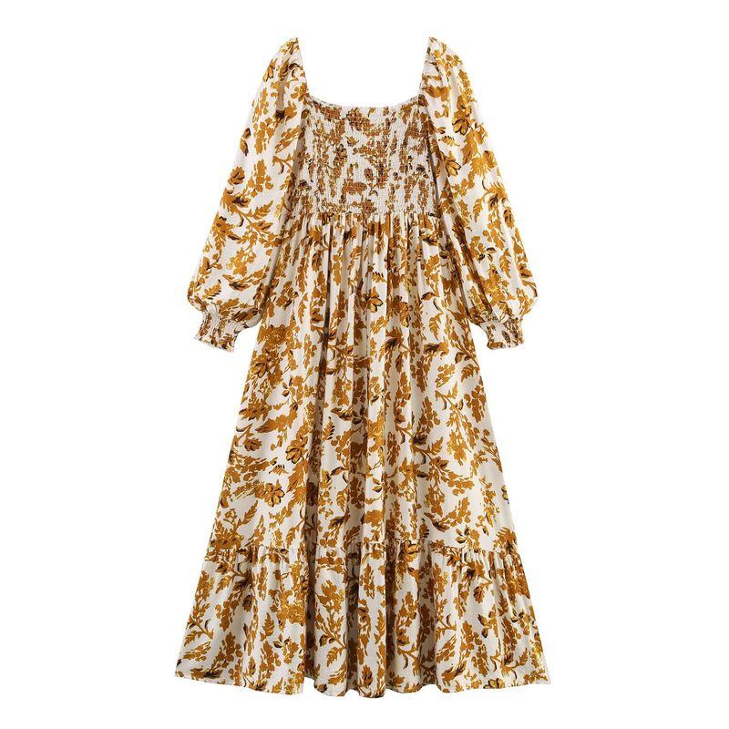 Kaslead New Women Clothes Western Style Fashion Simple Waist Hugging Temperament Long Sleeve Dress