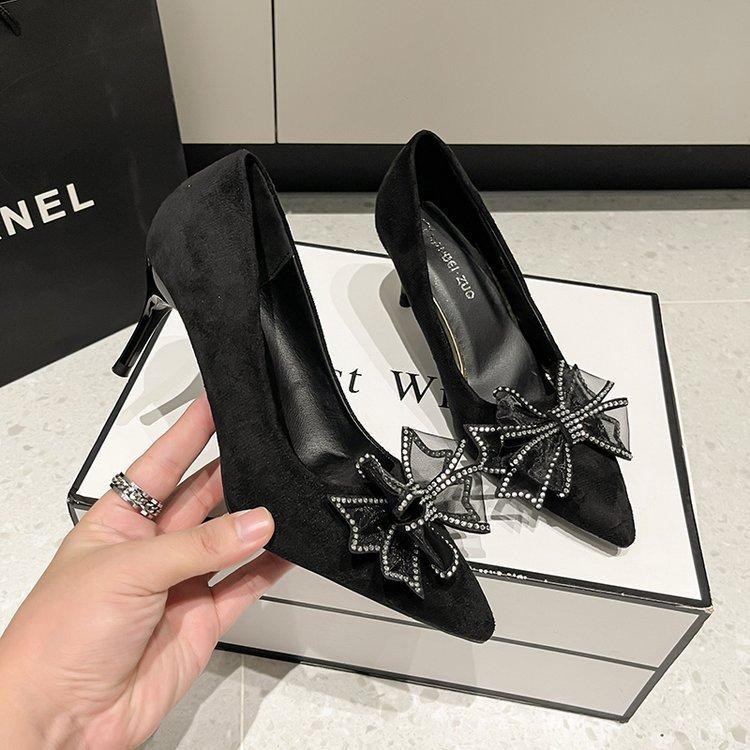 French high heels summer 2025 new European and American fashion flower pointed stiletto women's fashion shoes