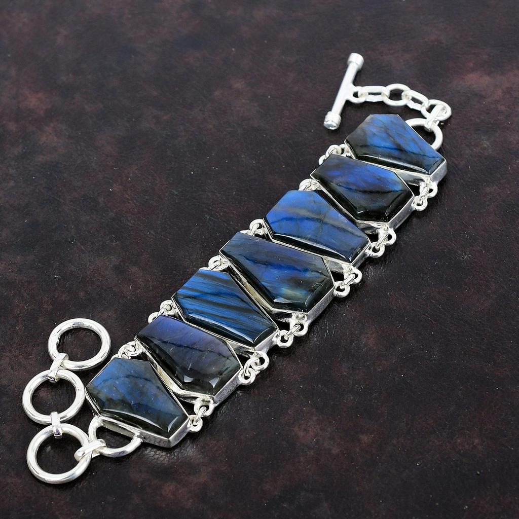 Labradorite bracelet natural gemstone bracelet 925 sterling silver adjustable chain bracelet unique jewelry handmade bracelet wedding gifts