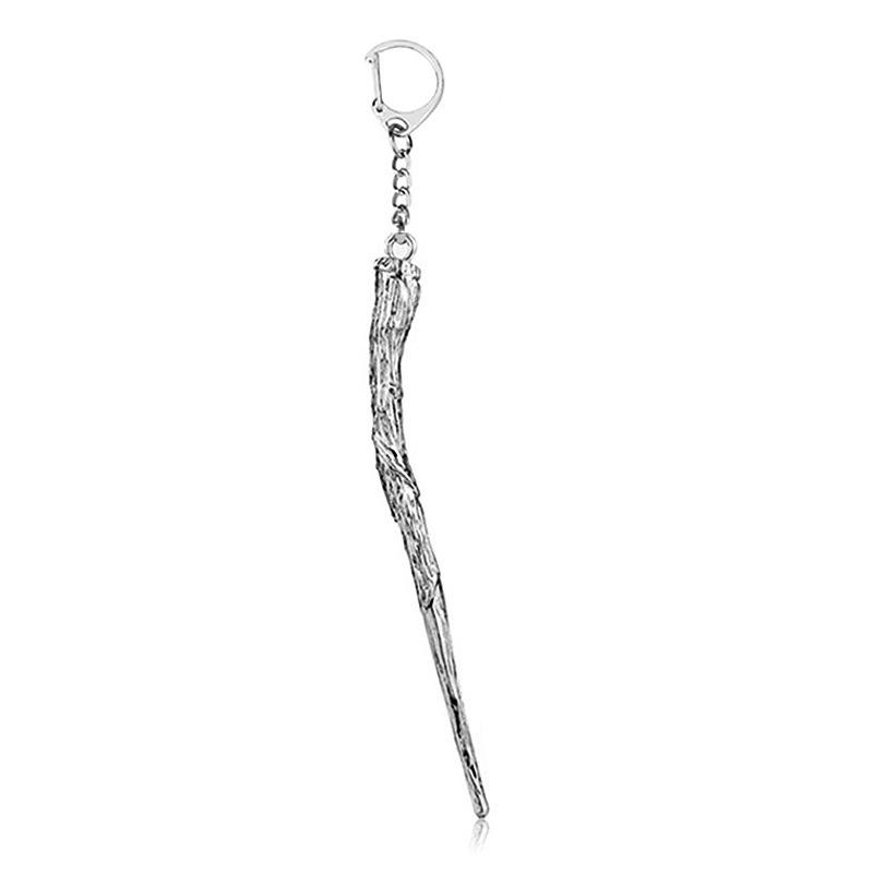 Metal Magic Wand Keychain Toy Movie Cosplay Prop Pendant Keychain Car Backpack Keychain Retro Jewelry Christmas Gift for Friends