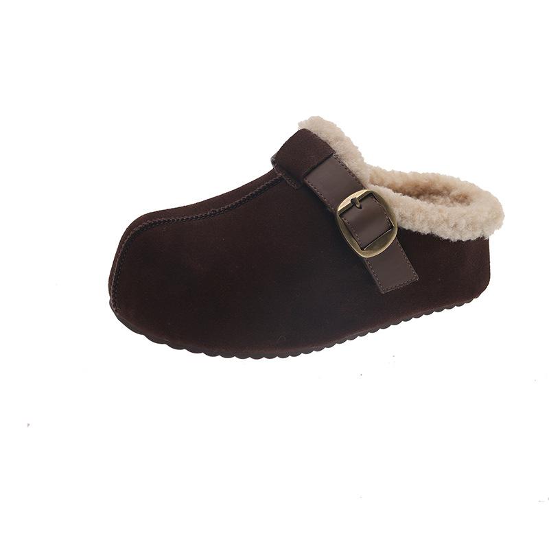 

Thick-soled one-pedal, piled and thickened warm half-support, one-pedal cotton shoes, casual and versatile winter new women s shoes 40 темно-коричневого