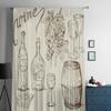 Cortinas transparentes com rabiscos de vinho para sala de estar, tratamentos de janela de tule transparente, quarto, cozinha, decoração de casa, cortinas de véu
