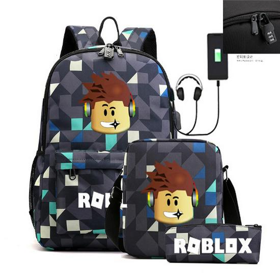 Set batohu, tašky přes rameno a pouzdra na tužky s motivem hry Roblox pro studenty