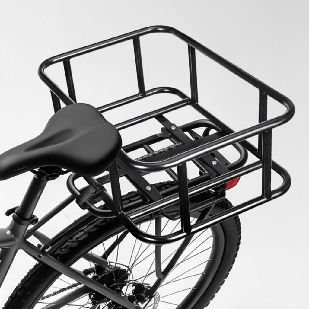Black Metal Rear Bike Cargo Basket Practical with Quick-Release