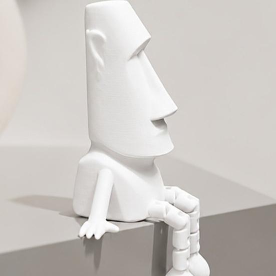 Adorno de Estatua Moai Impreso en 3D con Extremidades Móviles, Figura de Cabeza de la Isla de Pascua para Decoración de Escritorio y Alivio del Estrés, Mini Estatua de Piedra Regalo para el Hogar