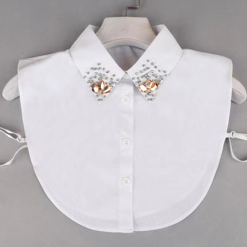 Ins Fake Collar Plaid Shirt Detachable Collars Solid Shirt Womens Dickie Collar White Girls Top Clothes Dickey Collar For Women