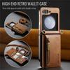Vintage Lanyard Leather Wallet Case For Samsung Galaxy Z Flip 6 Flip 5 Flip 4 3 Credit Cards Slot Phone Cover