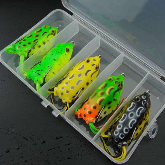 5Pcs/Set 6cm Fishing Artificial Lifelike Lure Wobbler Frog Shaped Fish Bait
