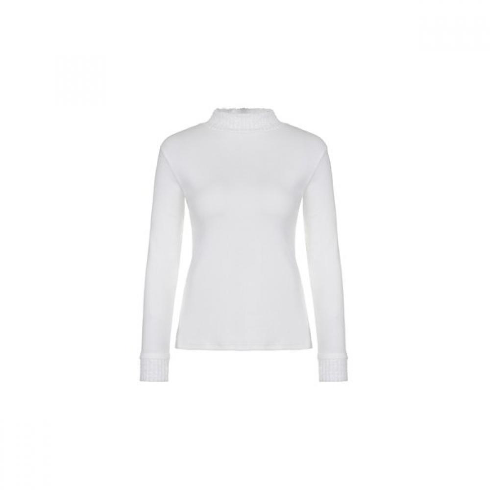 Two Way Fur Color Block KniT T shirT whiTe