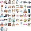 50Pcs Travel Vacation Holiday Stickers Diy Kids Gift Waterproof Decal For Laptops Phones Scrapbooks Luggages Bottles Decorative