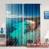 Set Of 2 Flat Printing Curtains Without Rod Azure Coast Creative Popular Versatile Polyester Fabric All Made
