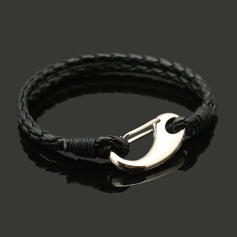 Punk Retro Metal Kreeft Gesp Armband voor Mannen Handgemaakt Gevlochten Leer Was Touw Unisex Cadeau Dagelijkse Feest Sieraden Accessoires