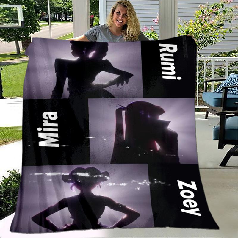 1pc Kpop Demon Hunters Rumi Mira and Zoey print blanket soft bedding sofa bedroom home decor fan goods q117