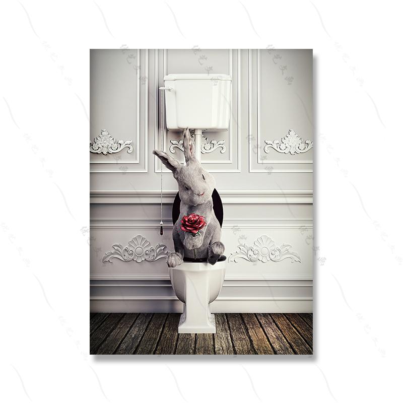 Tier Retro Bad Toilette Wand Kunst Leinwand Malerei Lustige Panda Dinosaurier Flamingo Badewanne Poster Druck Kinderzimmer Wohnkultur