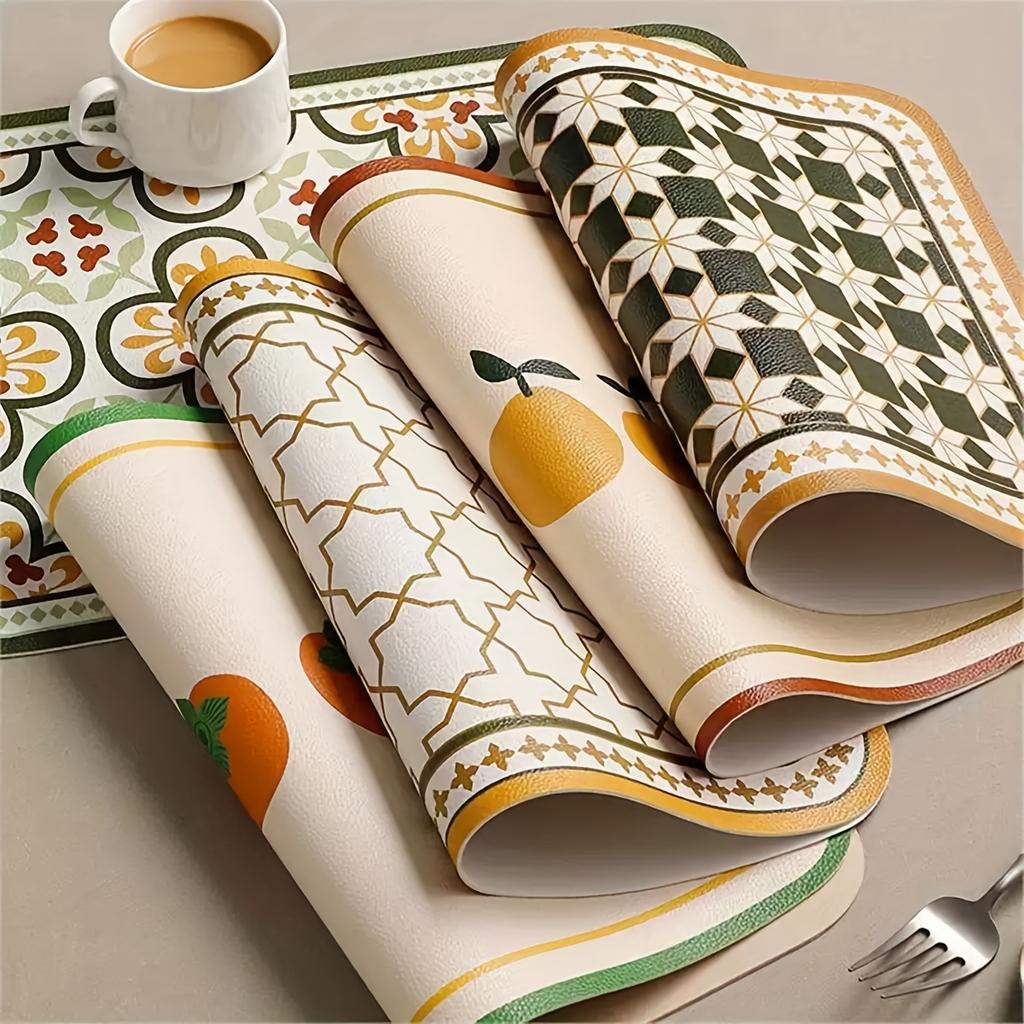 Washable Leather Placemats Wipe-Clean PVC Table Mats for Kitchen, Dining Room & Outdoor Use