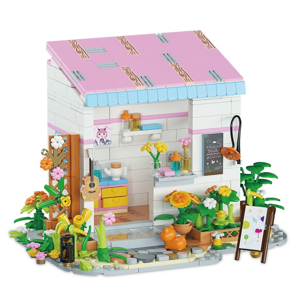 Fantasy für Erwachsene Kompatibles Bausteinset Märchenhaus mit Café Kunstatelier, Garten Straßenszenerie Partygeschenk