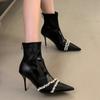 Fashion Luxury Crystal Women High Heels Ankle Boots Sexy Pointed Toe Heeled Shoes 2025 Trend New Fashion Designer Winter Boots Pumps