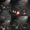Christmas Necklace Set, Cute Santa Drip Oil Alloy Ring Earrings Bracelet Combination Set