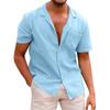 Men's Solid Color Pocket Button Short Sleeve Shirts Men's Casual Fashion Short Sleeve Shirts